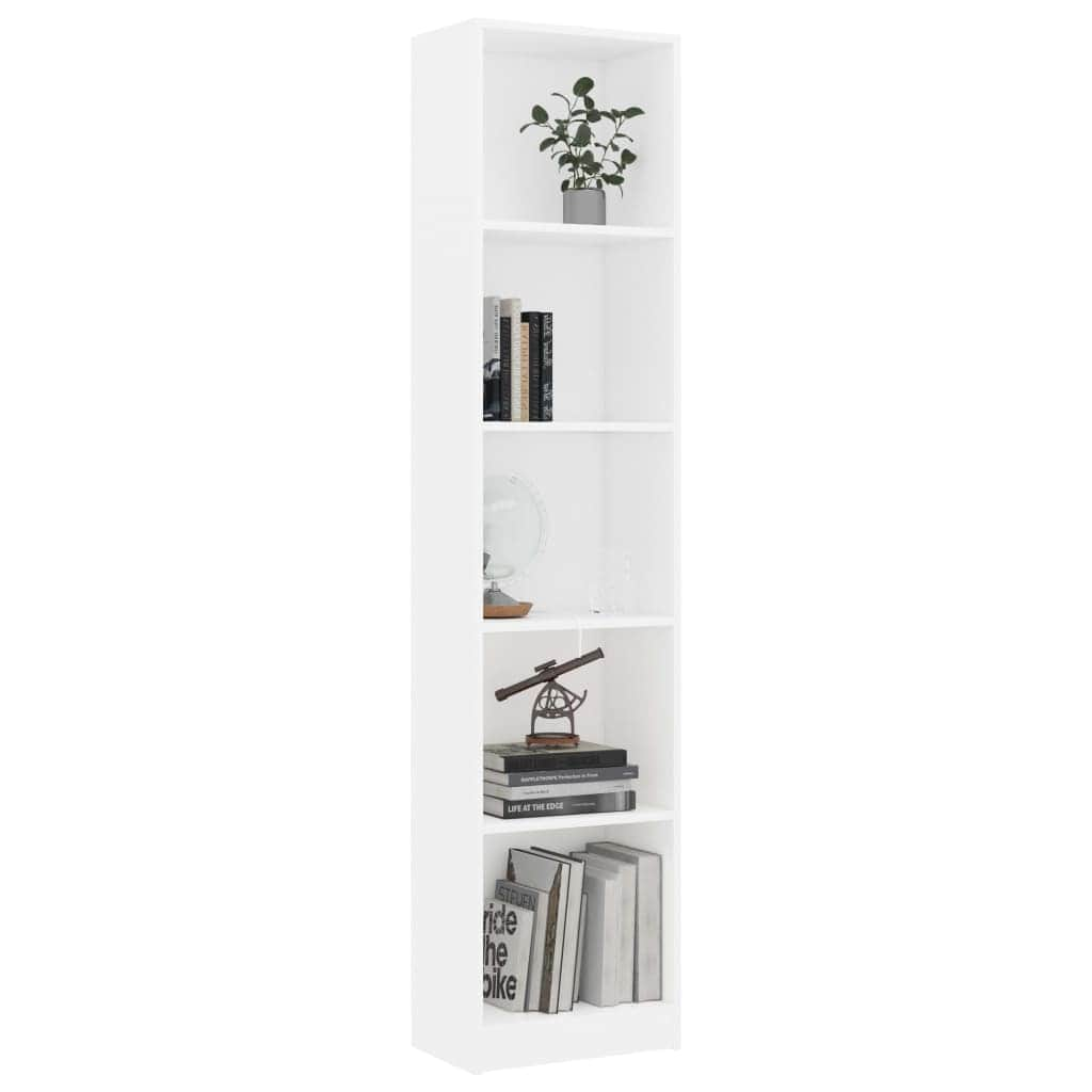 5-Tier Book Cabinet White, Chipboard