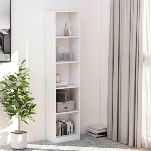 5-Tier Book Cabinet White, Chipboard