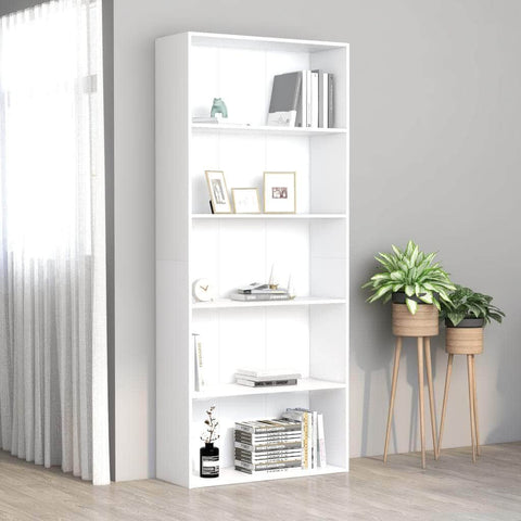 5-Tier Book Cabinet White Chipboard