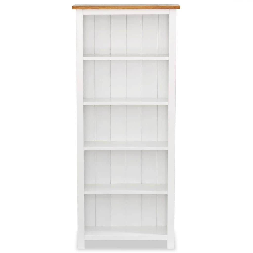 5-Tier Bookcase Solid Oak Wood