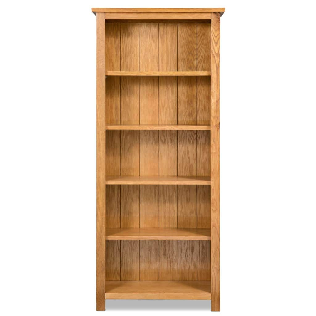 5-Tier Bookcase Solid Oak Wood