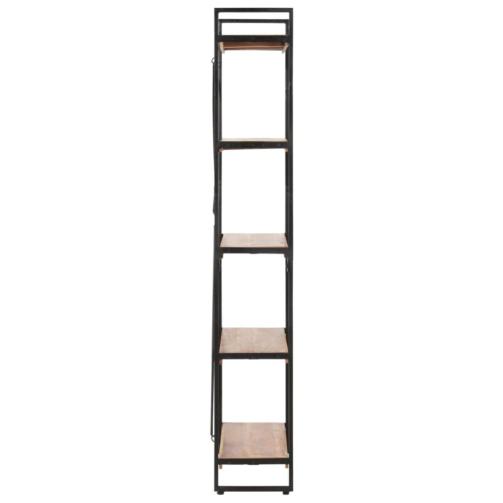 5-Tier Bookcase Solid Rough Mango, Steel