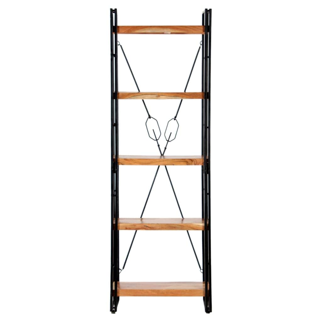 5-Tier Bookcase Solid Rough Mango, Steel