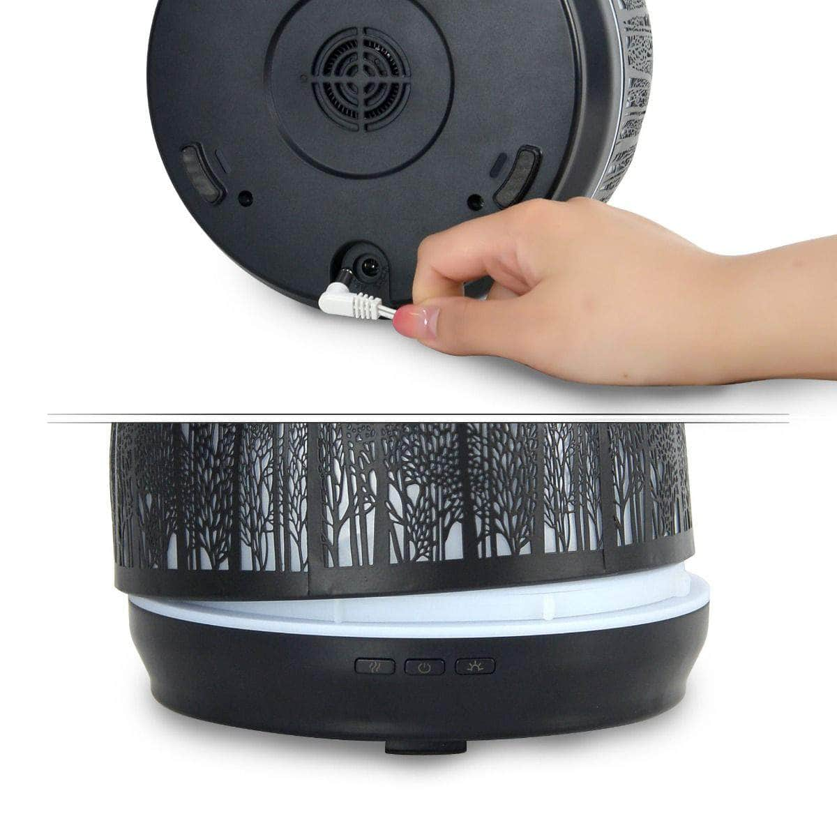 500Ml Metal Essential Oil And Aroma Diffuser-Black