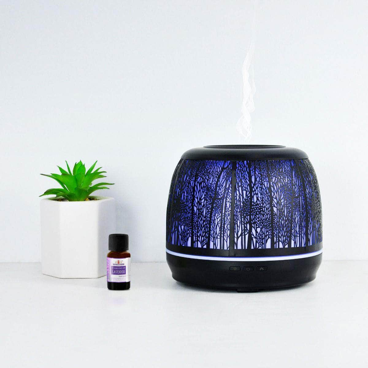 500Ml Metal Essential Oil And Aroma Diffuser-Black