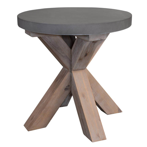 50Cm Round Lamp Table With Concrete Top - Grey