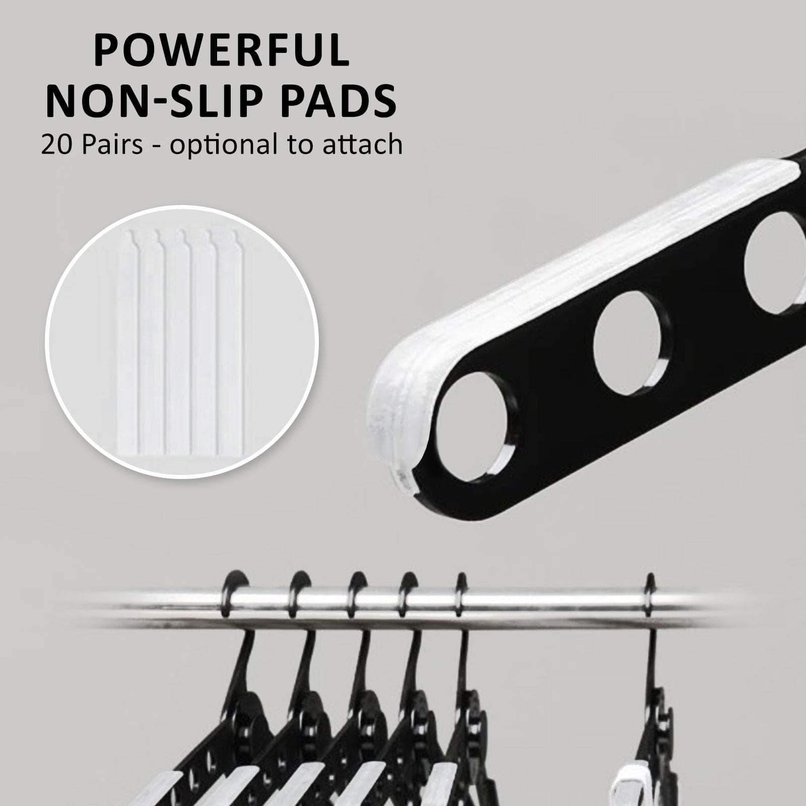 50X Plus Hanger Multiple Clothes Rack Organizer Foldable 10 Holes BLACK