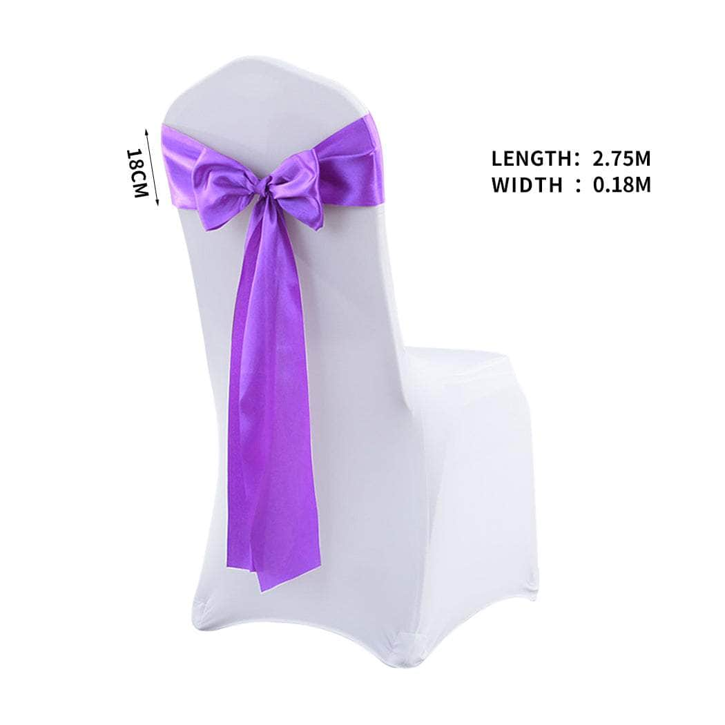 50x Satin Chair Sashes Cloth Cover Wedding Lavender