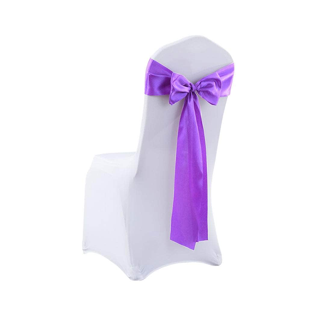 50x Satin Chair Sashes Cloth Cover Wedding Lavender