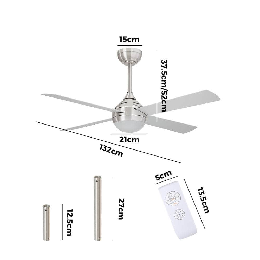 52'' AC Ceiling Fan with Light Remote Control 4 Blades