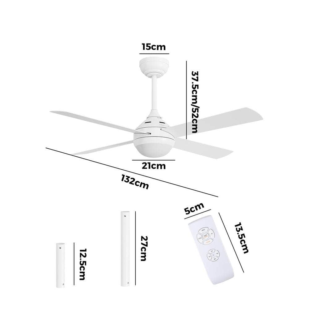 52'' AC Ceiling Fan with Light Remote Control 4 Blades