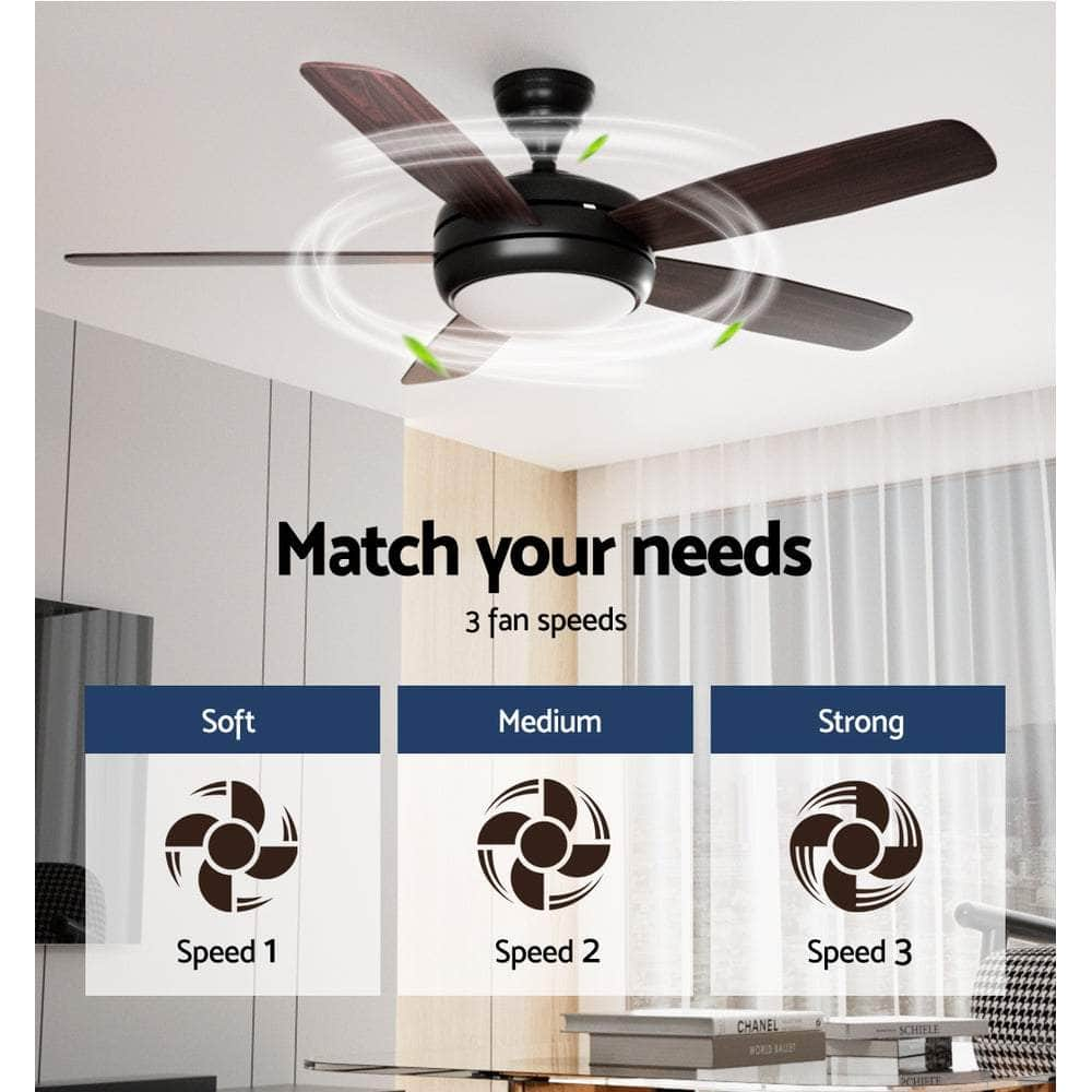 52'' Ceiling Fan Ac Motor 5 Blades W/Light - Dark Wood