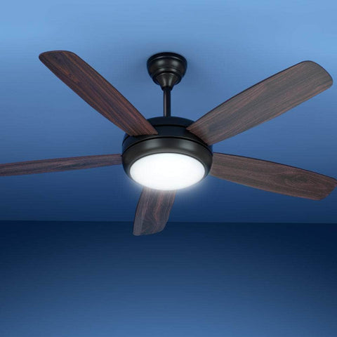 52'' Ceiling Fan Ac Motor 5 Blades W/Light - Dark Wood