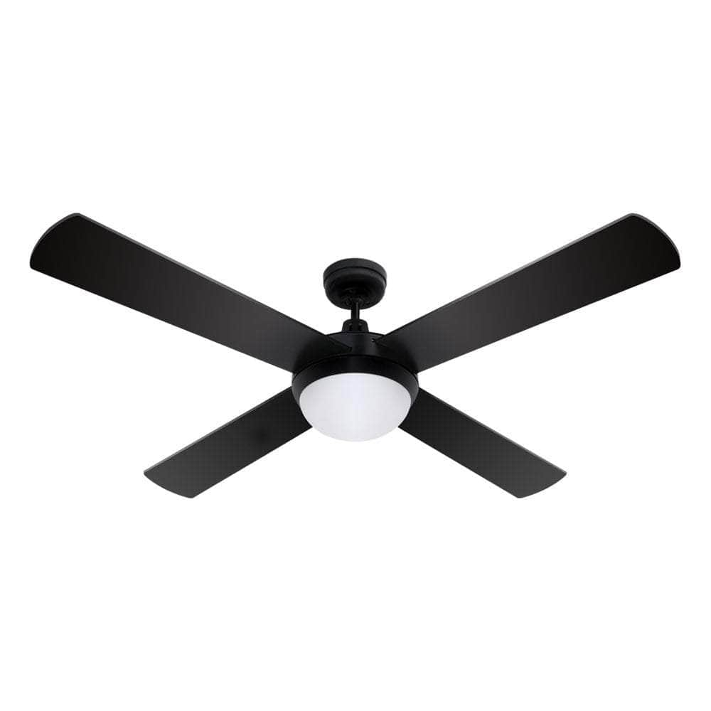 52'' Ceiling Fan Ac Motor W/Light W/Remote - Black