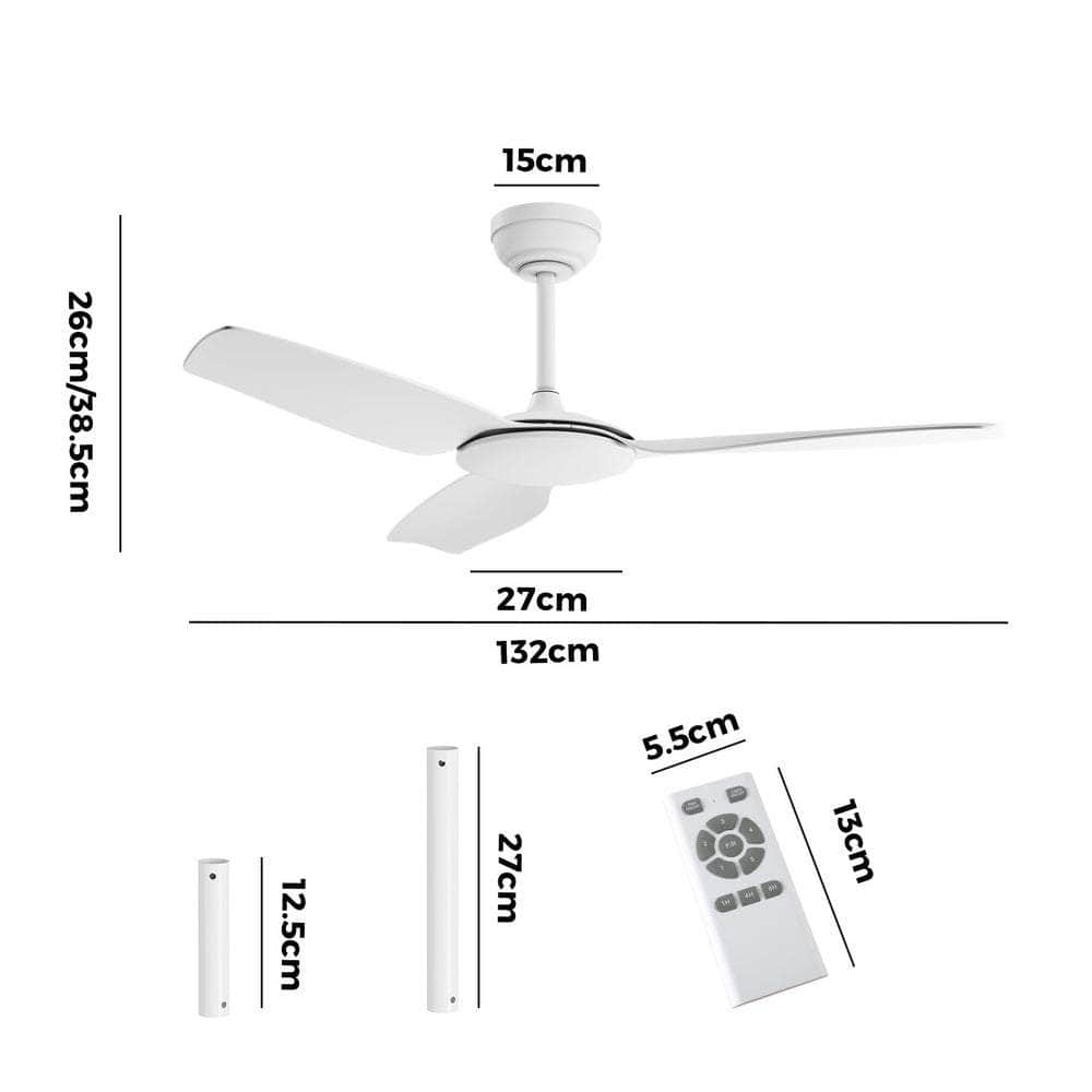 52'' Ceiling Fan DC 3 ABS Blades Remote Control Timer