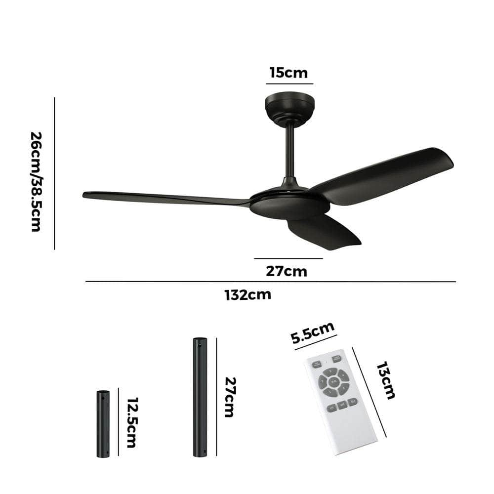 52'' Ceiling Fan DC 3 ABS Blades Remote Control Timer