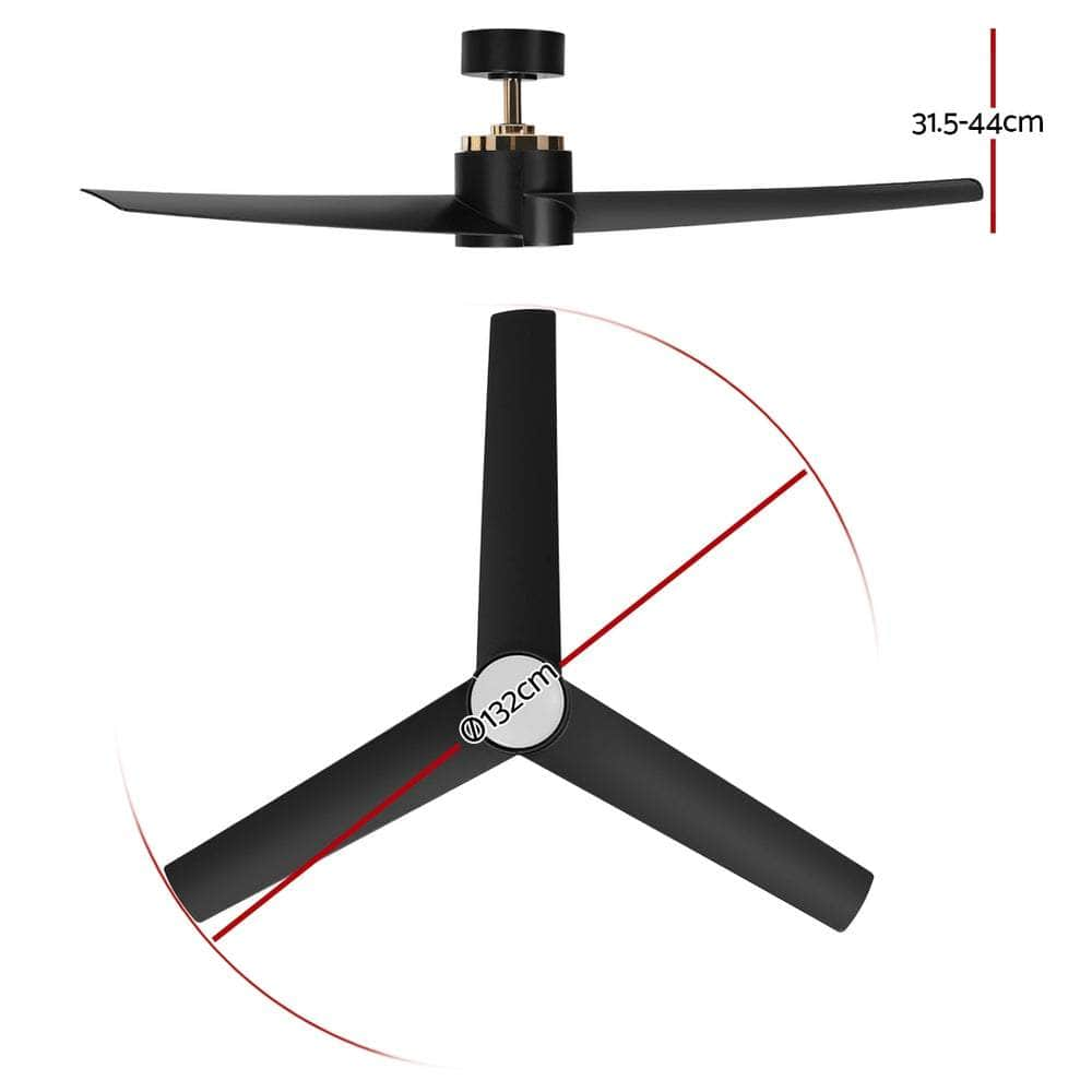 52'' Ceiling Fan Dc Motor W/Light W/Remote - Black