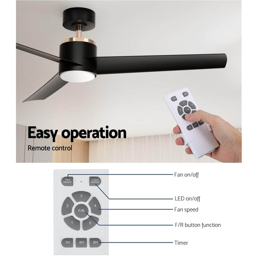 52'' Ceiling Fan Dc Motor W/Light W/Remote - Black