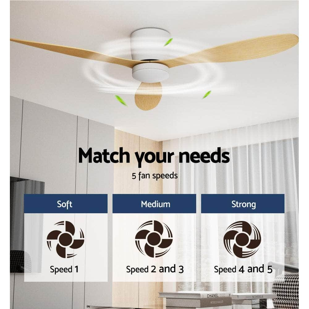 52'' Ceiling Fan Dc Motor W/Light W/Remote - Light Wood