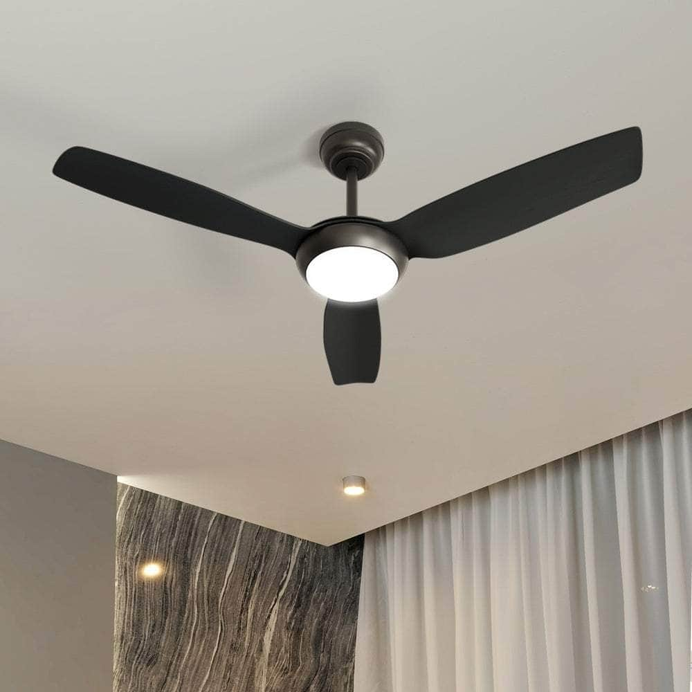 52" Ceiling Fan with Light DC Remote Control 5 Speed Black/Wood