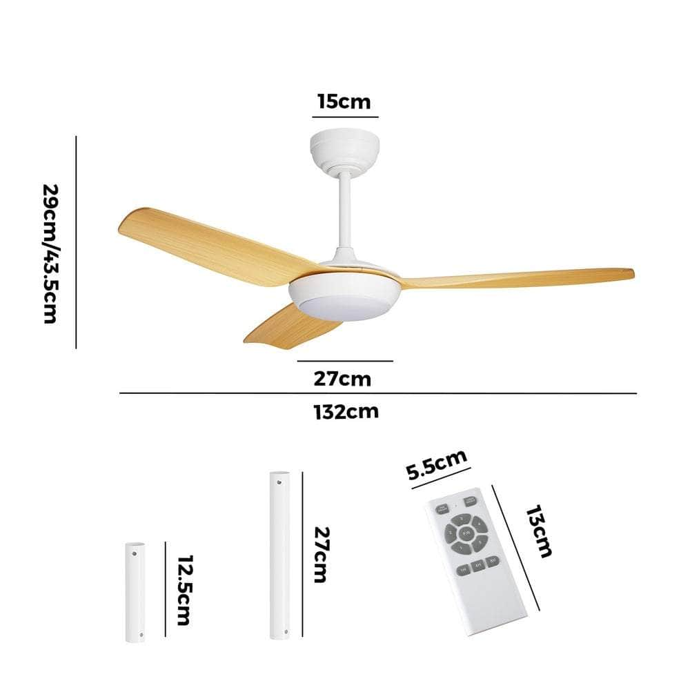 52" Ceiling Fan with Light DC Remote Control 5 Speed Black/Wood