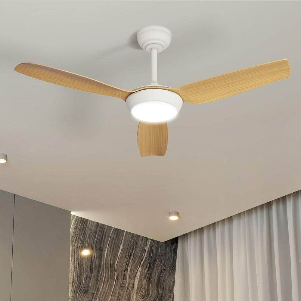 52" Ceiling Fan with Light DC Remote Control 5 Speed Black/Wood