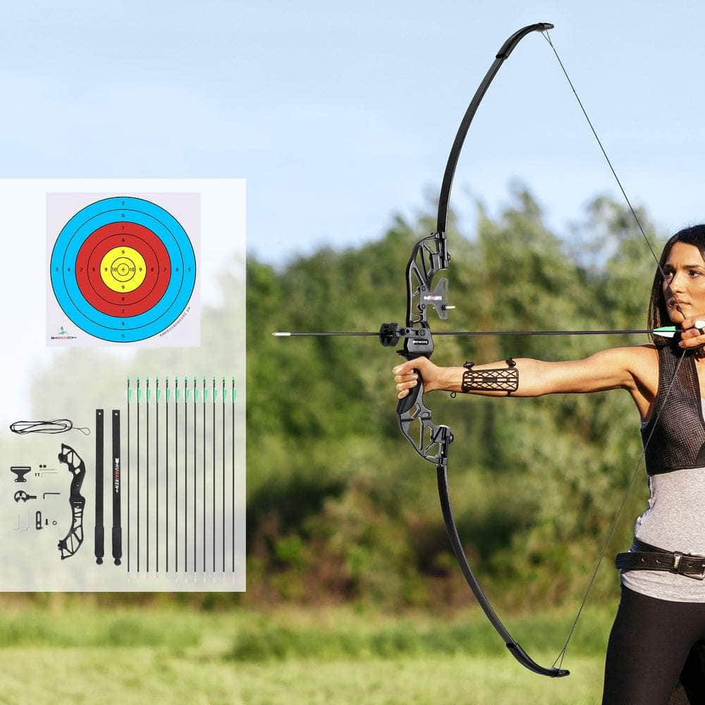 55lbs Bow Arrow Set Recurve Takedown Archery Hunting Green