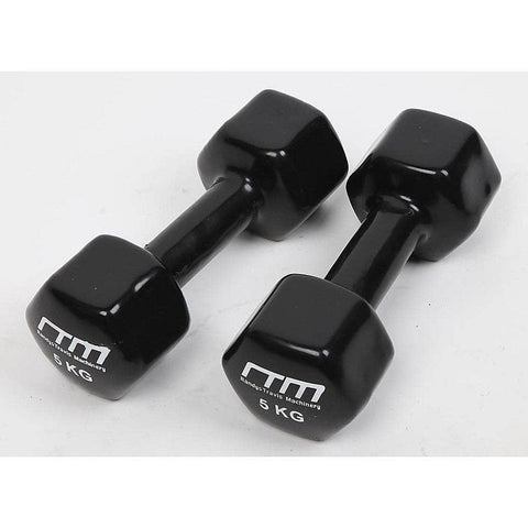 5Kg Dumbbells Pair Pvc Hand Weights Rubber Coated