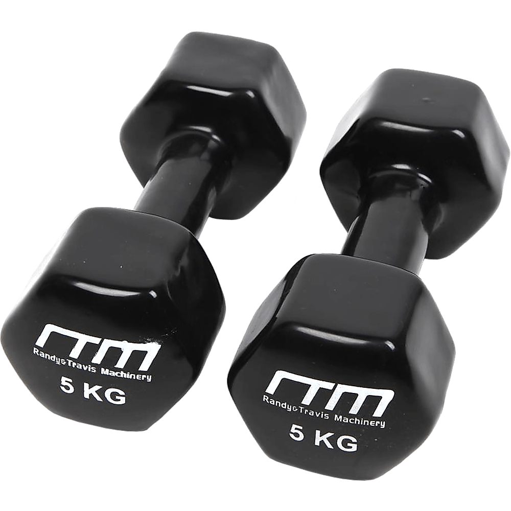 5Kg Dumbbells Pair Pvc Hand Weights Rubber Coated