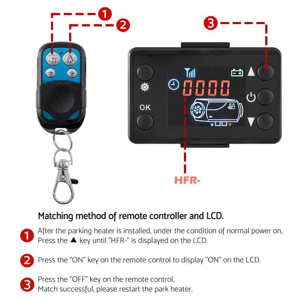 5Kw Portable Diesel Air Heater Remote Control Lcd Display Quick Heat Car