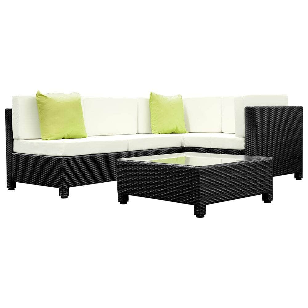 5PC Outdoor Furniture Sofa Set Lounge Setting Wicker Couches Garden Patio Pool