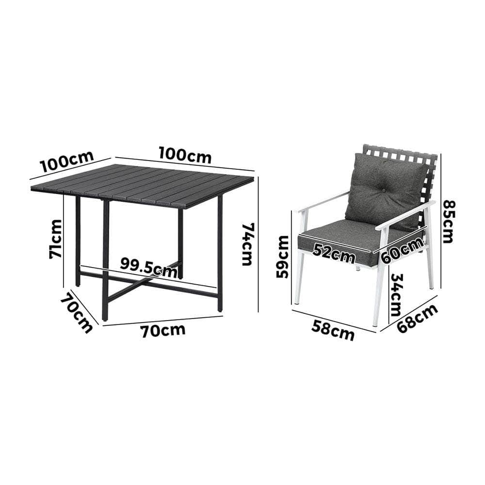 5PCS Outdoor Dining Set and Rattan Chairs(Black Table)