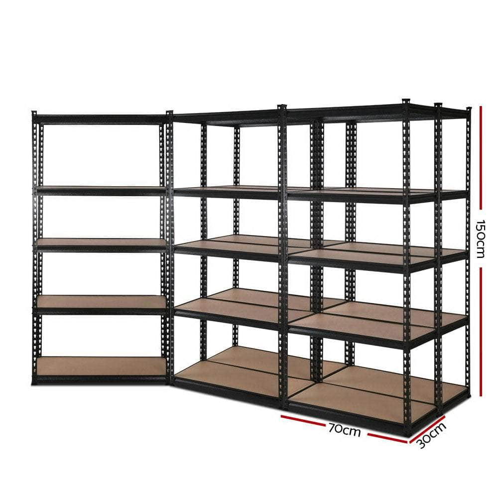 5X1.5M Garage Shelving Warehouse Rack Pallet Racking Storage Shelve Black