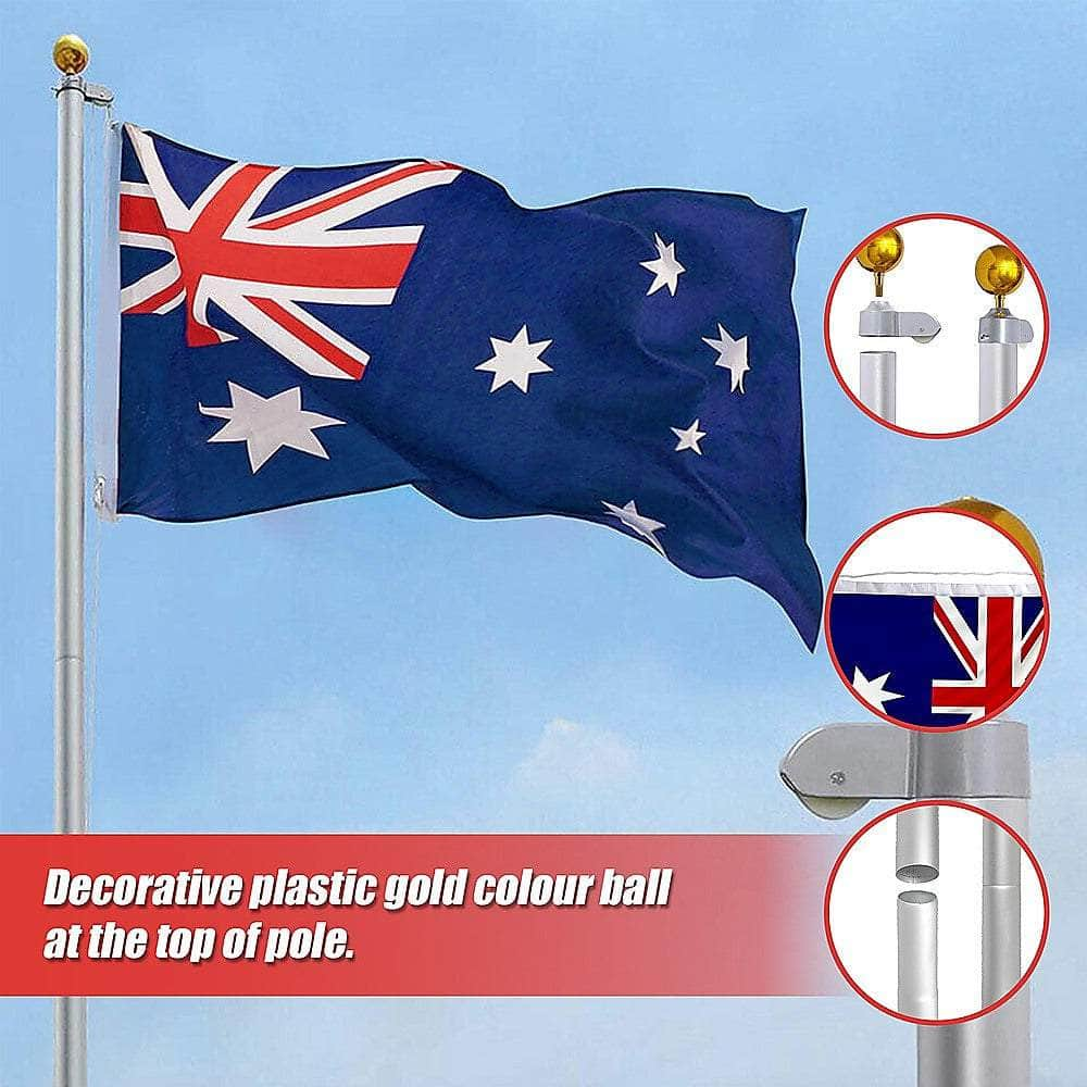 6.0M Flag Pole Full Set / Kit W Australian Flag