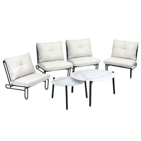 6/8PCS Outdoor Sofa Set 2-in-1 Coffee Table with Chairs