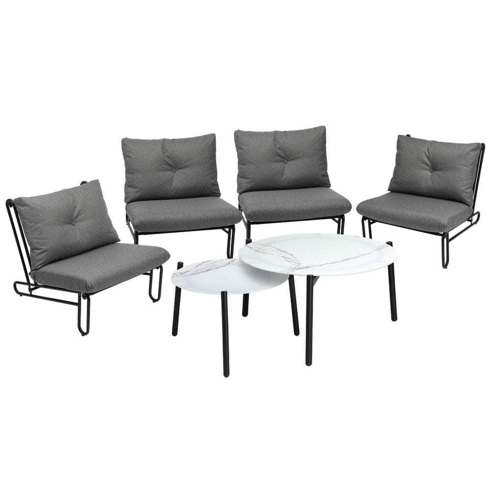 6/8PCS Outdoor Sofa Set 2-in-1 Coffee Table with Chairs