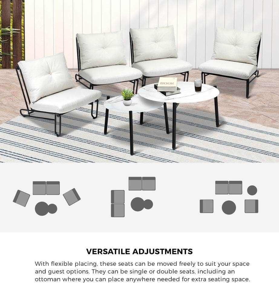 6/8PCS Outdoor Sofa Set 2-in-1 Coffee Table with Chairs