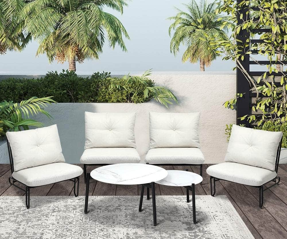 6/8PCS Outdoor Sofa Set 2-in-1 Coffee Table with Chairs