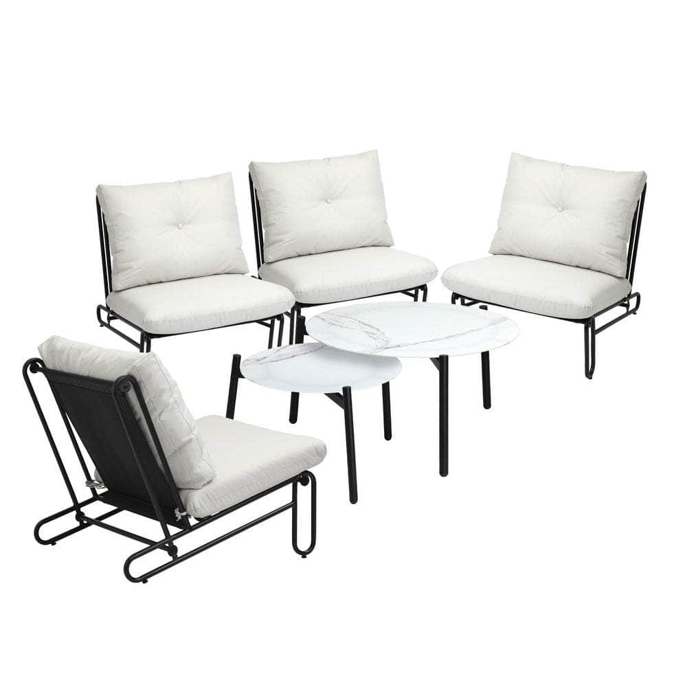 6/8PCS Outdoor Sofa Set 2-in-1 Coffee Table with Chairs