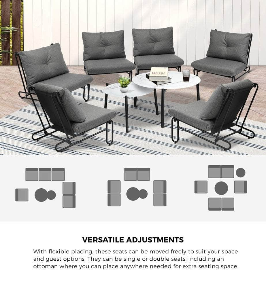 6/8PCS Outdoor Sofa Set 2-in-1 Coffee Table with Chairs