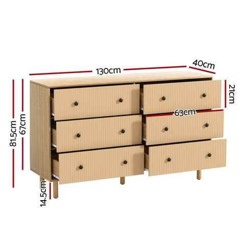 6 Chest Of Drawers Flutted Front - Ruth Oak