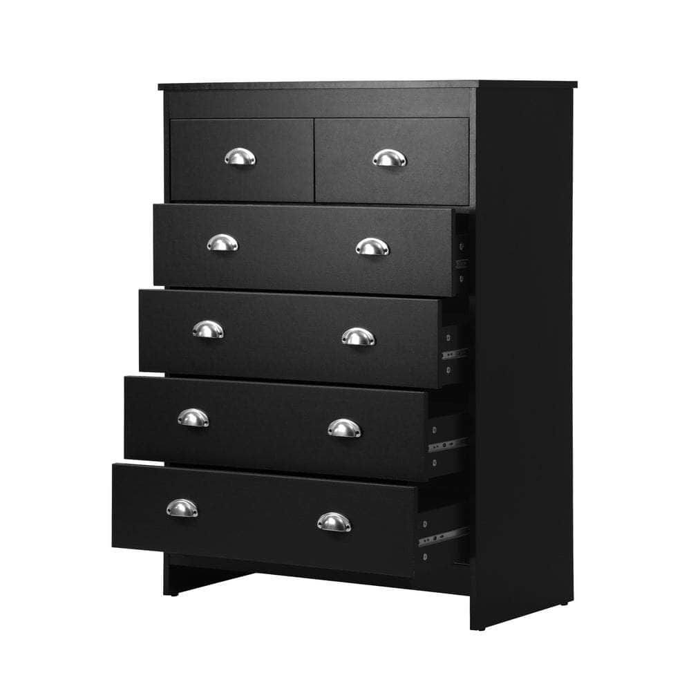 6 Chest of Drawers Tallboy Dresser Black