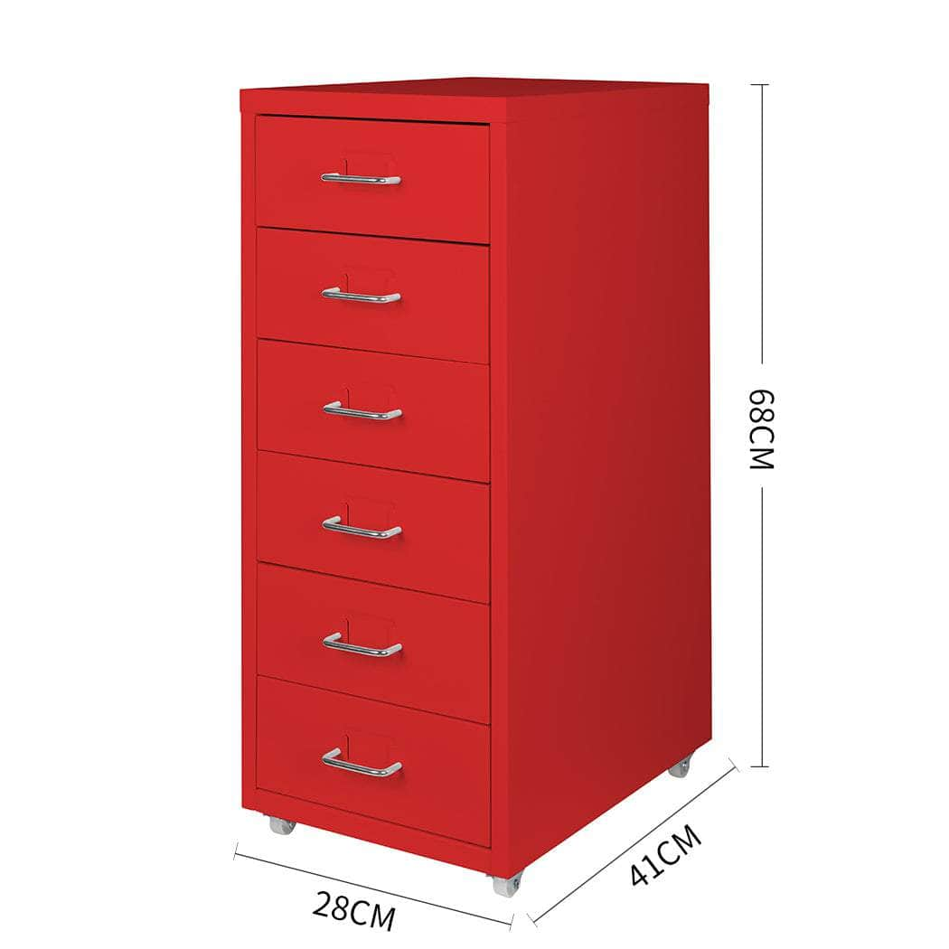 6 Drawer Office Cabinet Drawers Red