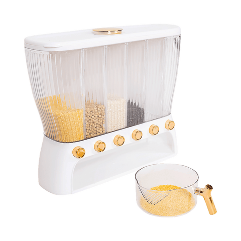 6 Grids Dispenser Storage Container Rice Cereal Beans Grain