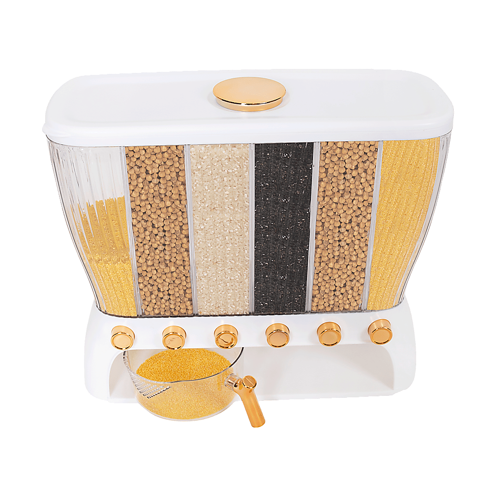 6 Grids Dispenser Storage Container Rice Cereal Beans Grain