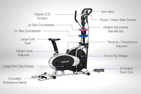 6-in-1 Elliptical Cross Trainer Bike with Weights and Twist Disc