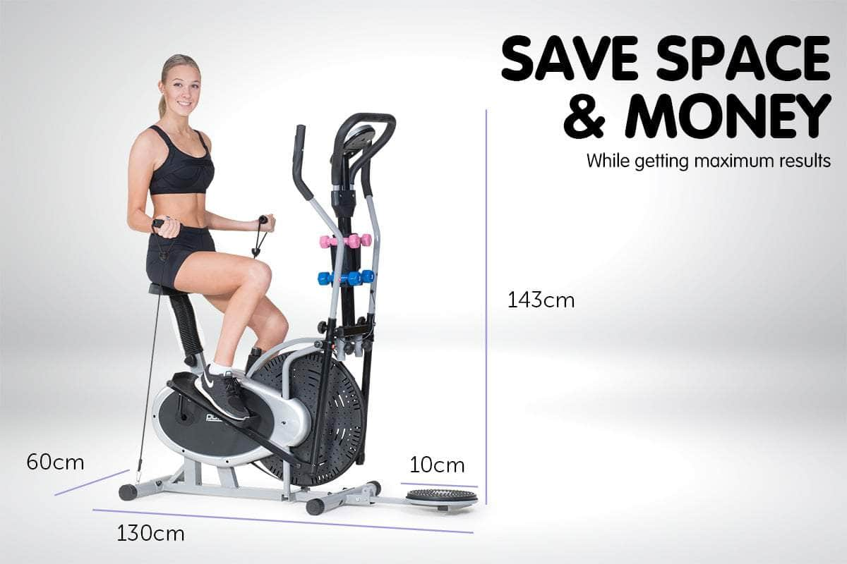 6-in-1 Elliptical Cross Trainer Bike with Weights and Twist Disc