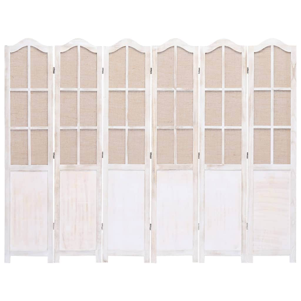 6-Panel Fabric Room Divider White