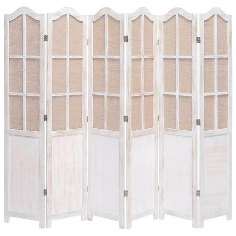 6-Panel Fabric Room Divider White