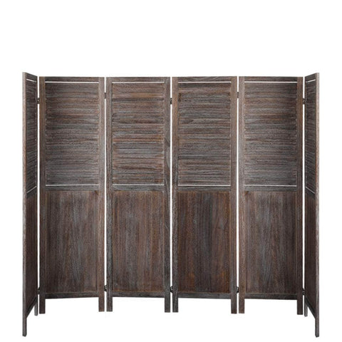 6 Panel Partition Room Divider Brown